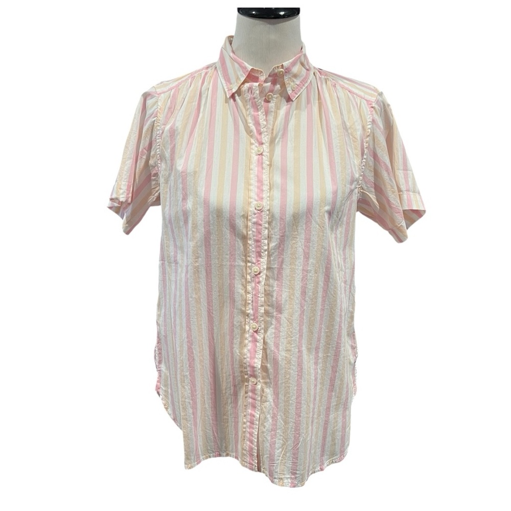 J.Crew Classic-Fit Short-Sleeve Striped Cotton Poplin Shirt 4 NWT